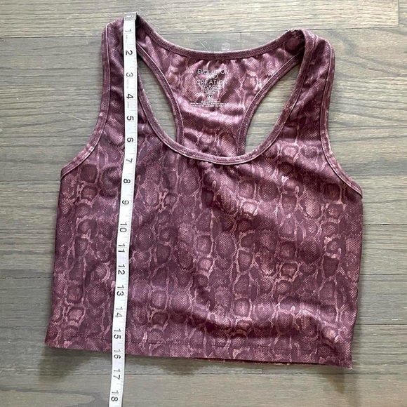 EVCR Snakeskin Mauve Racerback Crop Tank Medium | Y2K Athleisure Gym Top - Picture 5 of 6